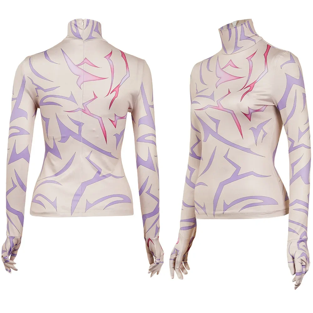 شيطان هنتر من KPop رومي جينو تأثيري الوشم القمم زي للجنسين تمويه الشيطان الوشم معطف ملابس قفازات هالوين البدلة