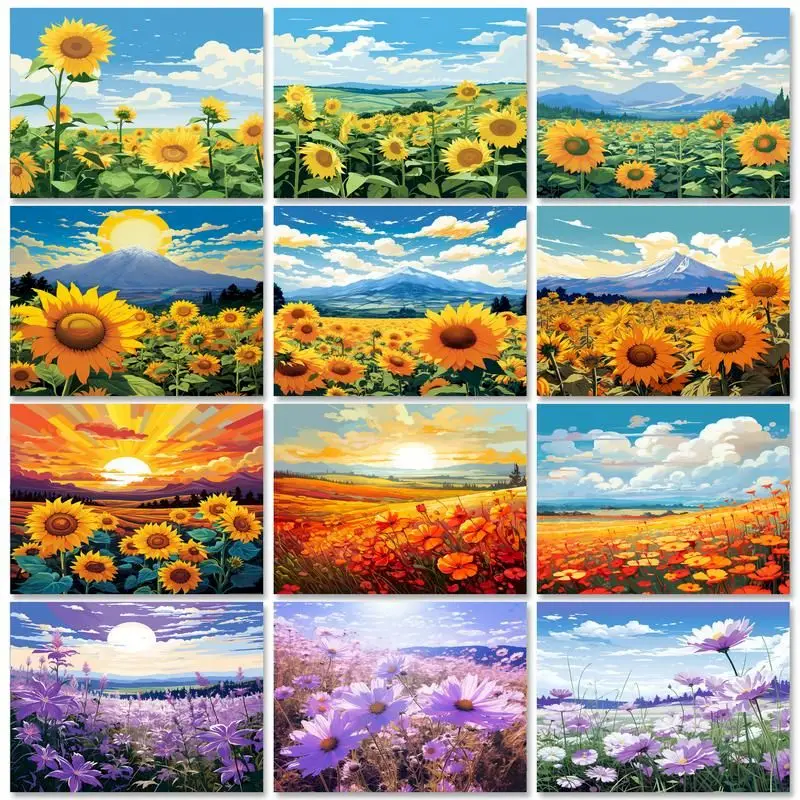 

GATYZTORY Oil Paint By Numbers Frame For Adults Drawing By Numbers Flower Sea Scenery ​Handmade Wall Decor Gift On Canvas Crafts