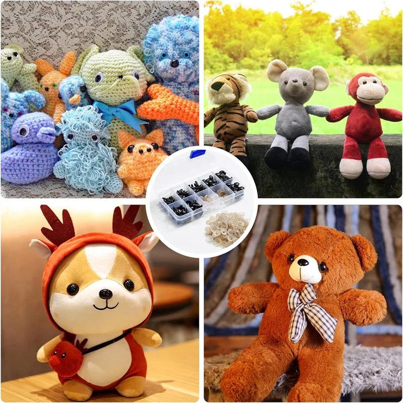 200/100PCS-Box Plastic Black Safety Eyes For Toys Mix Size Crochet Animal Eye DIY Crafts Making Doll Toys Amigurumi Accessories