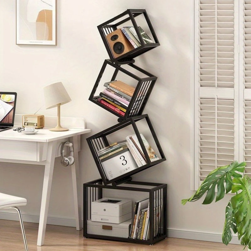 

Креативная книжная полка из кованого железа, нестандартная вертикальная полка для хранения в кабинете, офисная книжная полка, современная угловая полка для гостиной