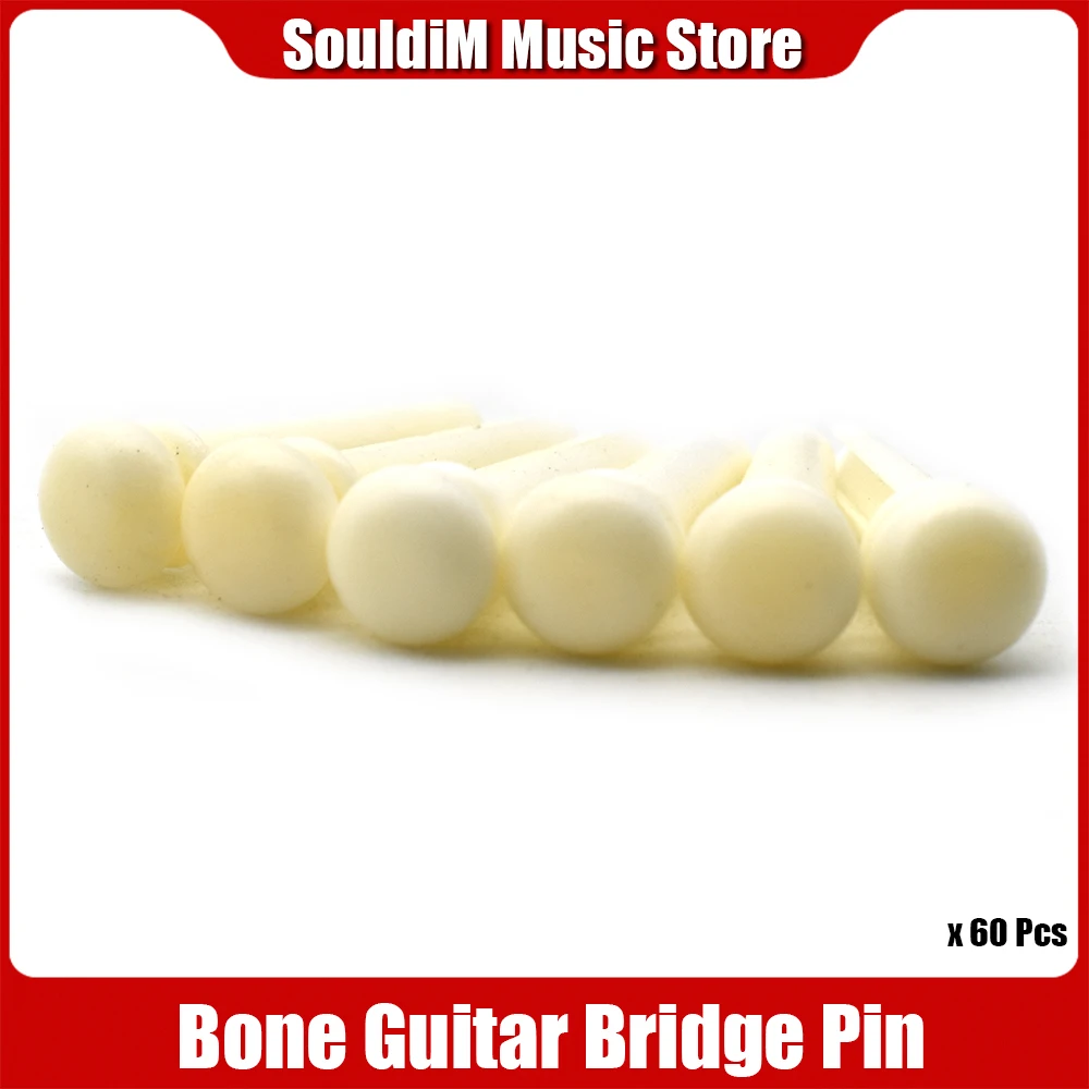 60pcs Real Cattle Bone Acoustic Guitar Bridge Pins Pure Bone Bridge Pin for Folk Guitar Replacement Parts Guitar Accessories