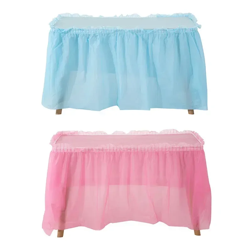 Disposable Table Skirt Plastic Party 6 colors 75x430cm Table Cover for Happy Birthday Party Wedding Festival Decoration