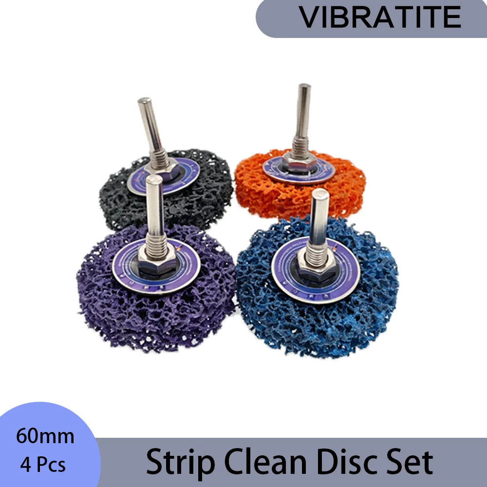 4 Pcs 6mm Strip Clean Disc with 6mm Shaft Abrasive Wheel Paint Rust Remover Wheel For PolishingDrill Metal Wood Plastic Car Body