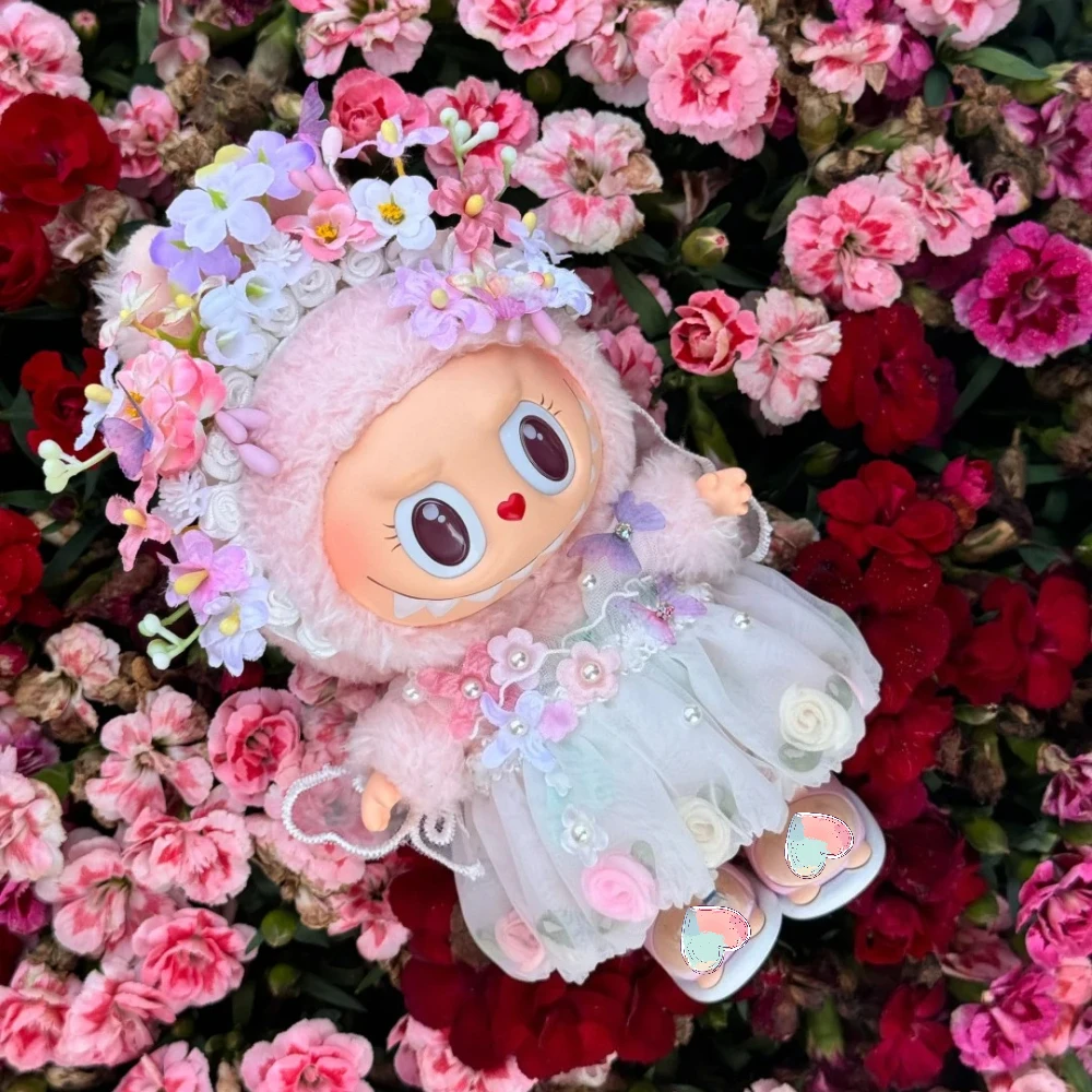 

Для 17 см Labubu весенний костюм цветок фея эльф Cos комплект одежды для куклы аксессуары для украшения куклы