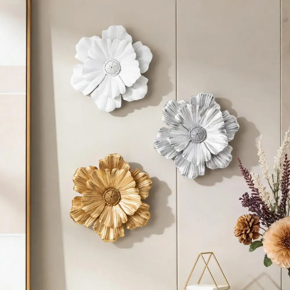 Artistic Wall Decoration 3d Resin Flower Wall Decoration Modern Floral Art Sculpture Elegant Wall Hanging Ornament for Room Home