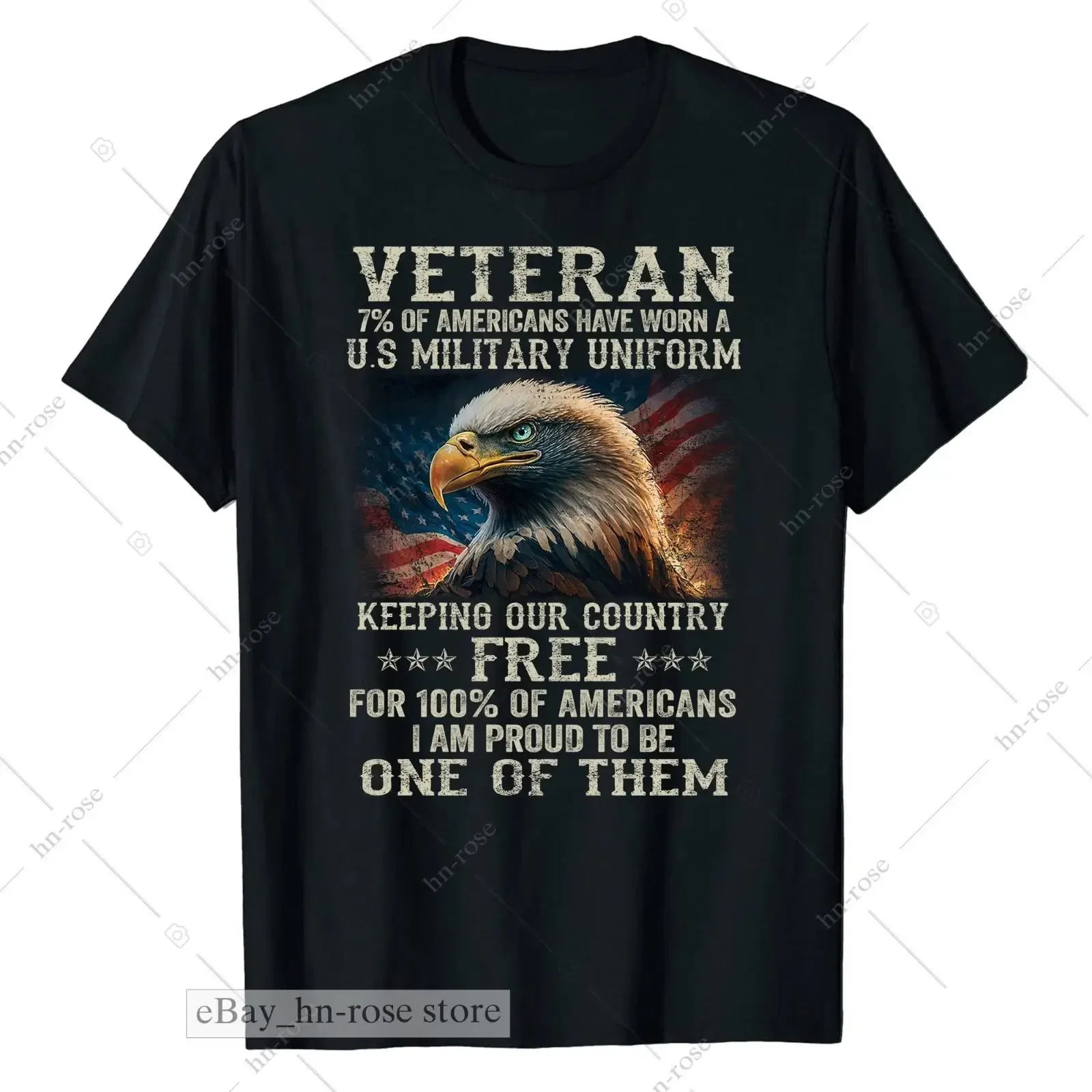 T-Shirt „Proud Veteran“ mit amerikanischer Flagge, militärischer Ehre, patriotischer Freiheit, Vintage-Stil, gewaschenes Oberteil für den Alltag, bequem, für Herren