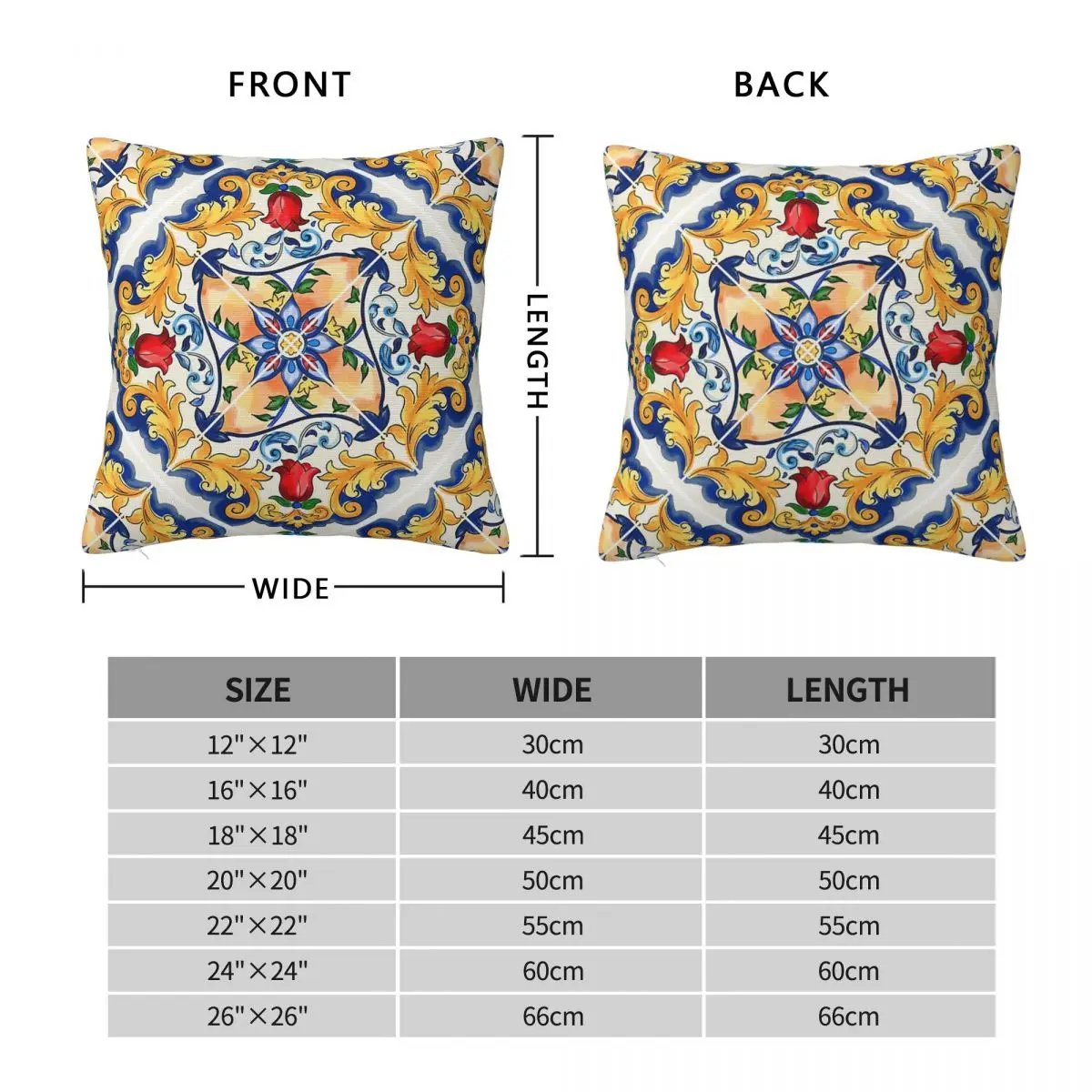 Sicilian Majolica Colourful Floral Flourishes Tile Pattern Pillowcase Pillows Cover Cushion Comfort Throw Pillow Cushions Used