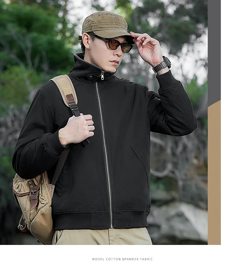 Autumn Winter Fleece Washed Jacket Men's Thick Warm Casual Outerwear