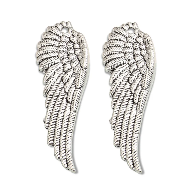 15pcs Silver Color 51x17mm Wing Charms Angel Wings Pendant Fit DIY Handmade Metal Alloy Jewelry Making Finding Supplies