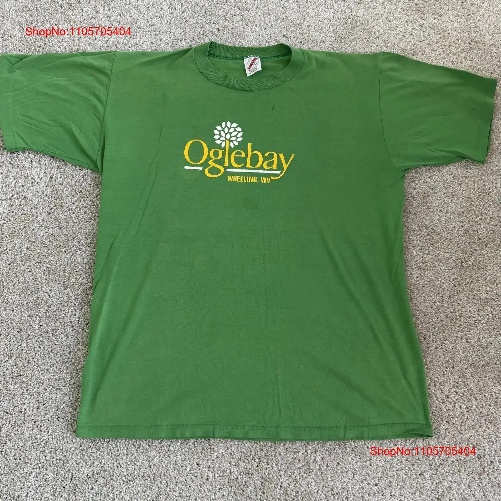 Vintage 80s 90s Oglebay Wheeling WV T Shirt Mens XL Green Jerzees USA long or short sleeves vintage Washed Comfortable Slightly