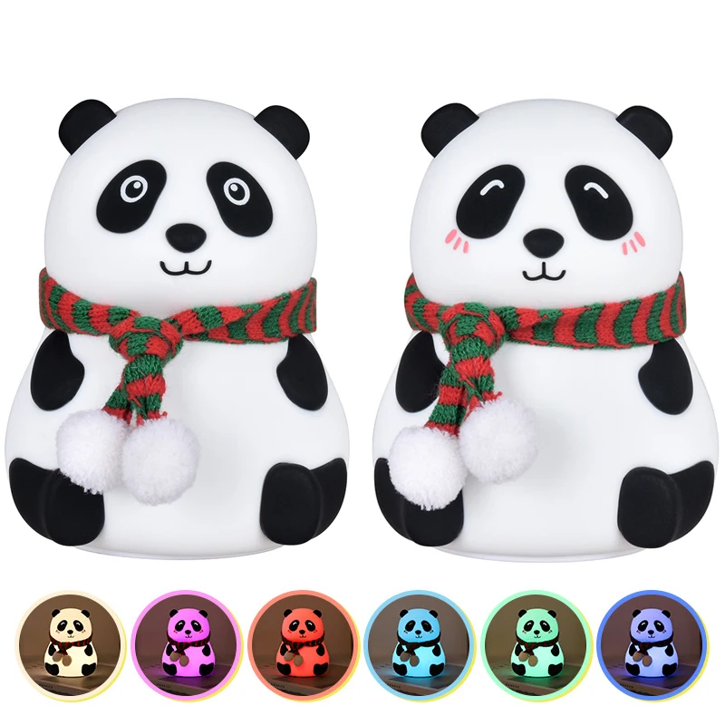 

Panda LED Night Light Touch Sensor 7 Colors USB Rechargeable Bedroom Bedside Silicone Animal Lamp for Children Baby Gift
