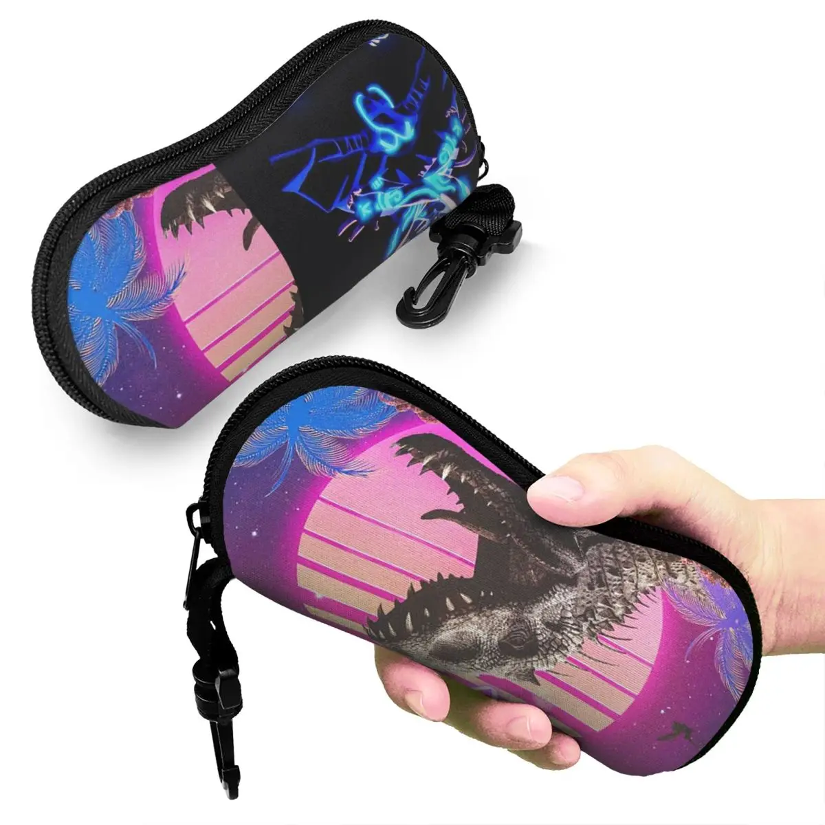 

New Jurassic World Dinosaur Shell Glasses Case Portable Sunglasses Box Women Men Soft Eyeglasses Bag Pouch