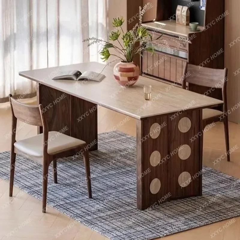 JMedieval antique solid wood dining table Small apartment dining table household retro rectangular