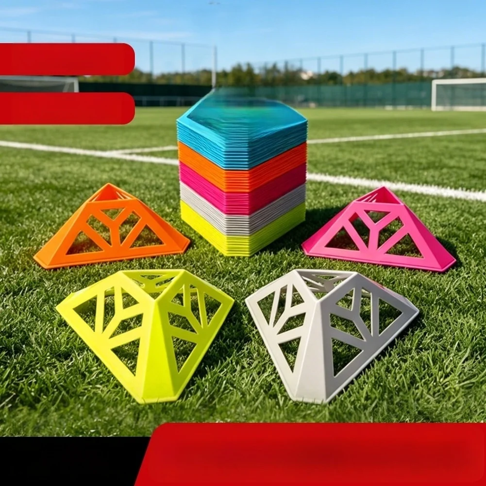 

Triangular Hollow Soccer Training Cones In Multiple Color Windproof Football Training Discs Soccer Agility Training Obstacles