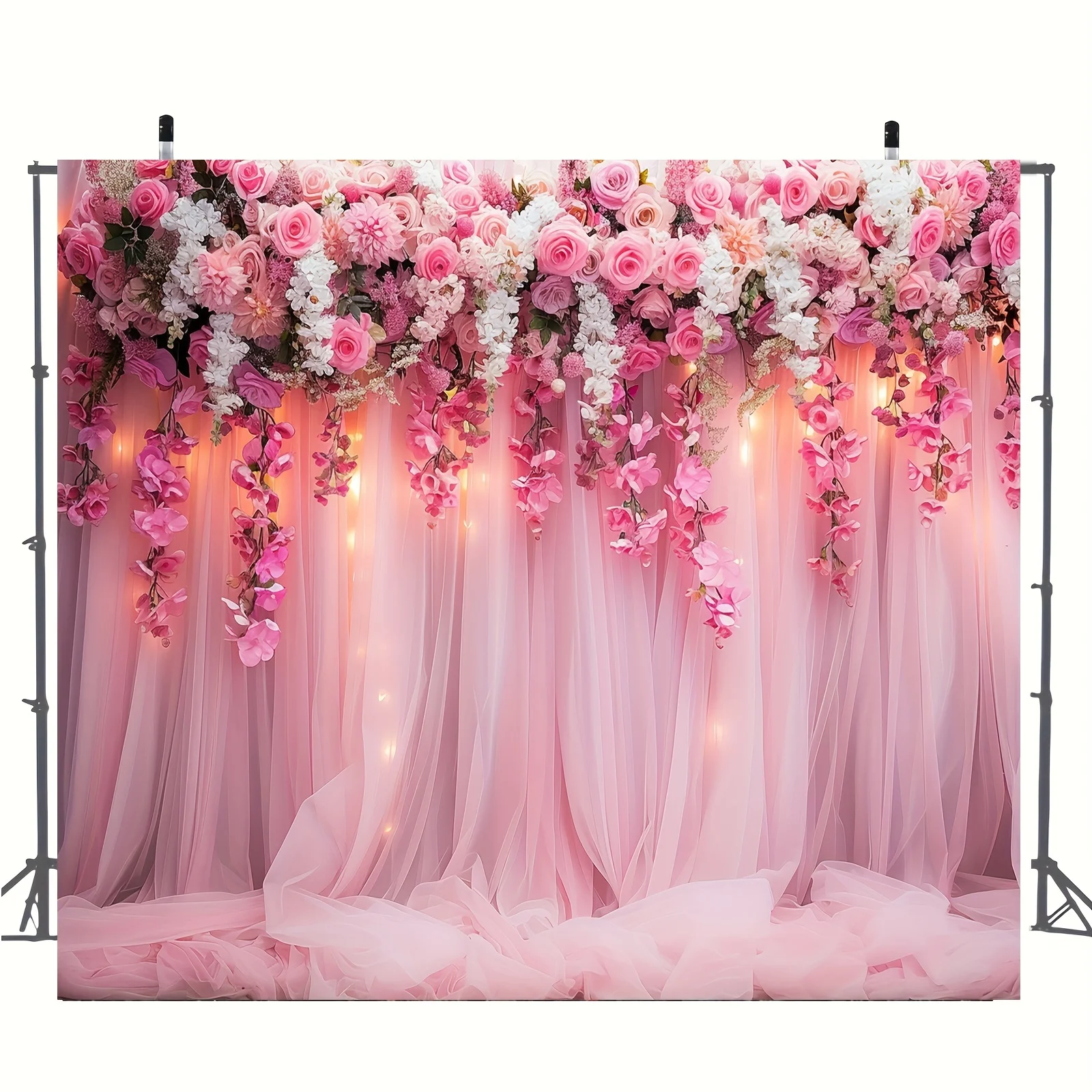Pink floral background cloth, floral photography background, cake and dessert table decoration, wedding and birthday background