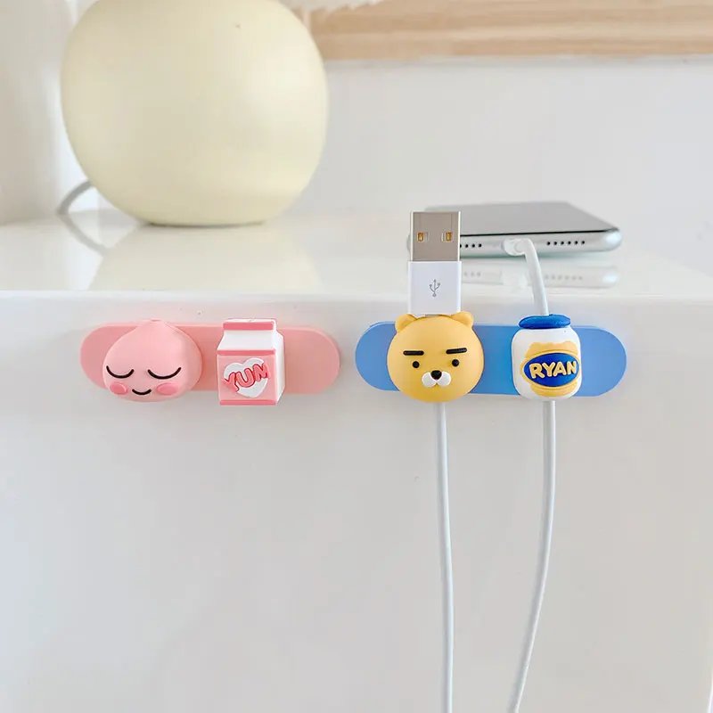 Universal Cartoon Magnetic Desk Phone USB Cable Organizer Wire Earphone Line Cord Protector Winder Clip Tidy Holder Management