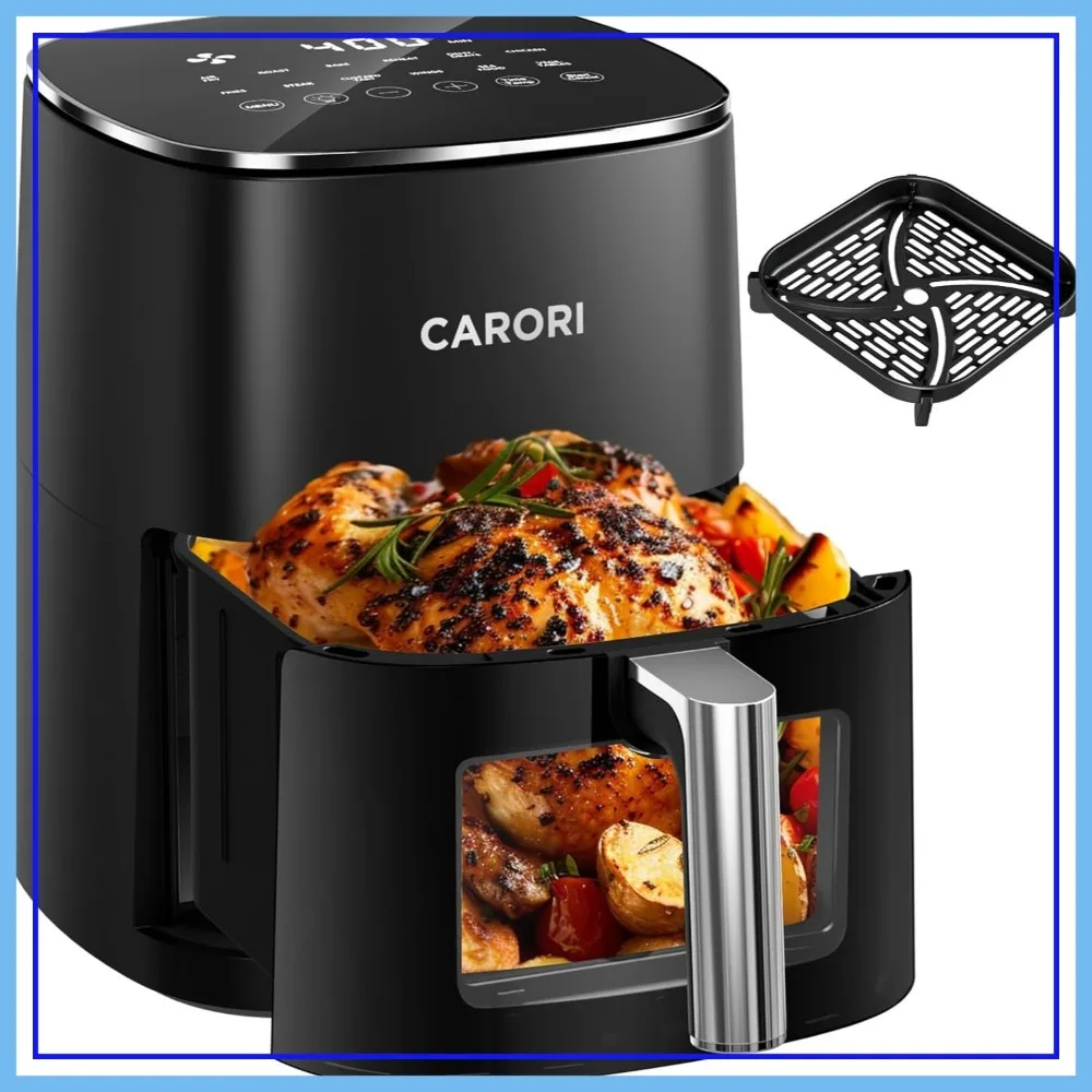 

6QT Air Fryer with Viewing Window, 1700W Fast & Even Cooking, 12 Presets, Max 400°F, Large Nonstick Basket, Dishwasher Safe
