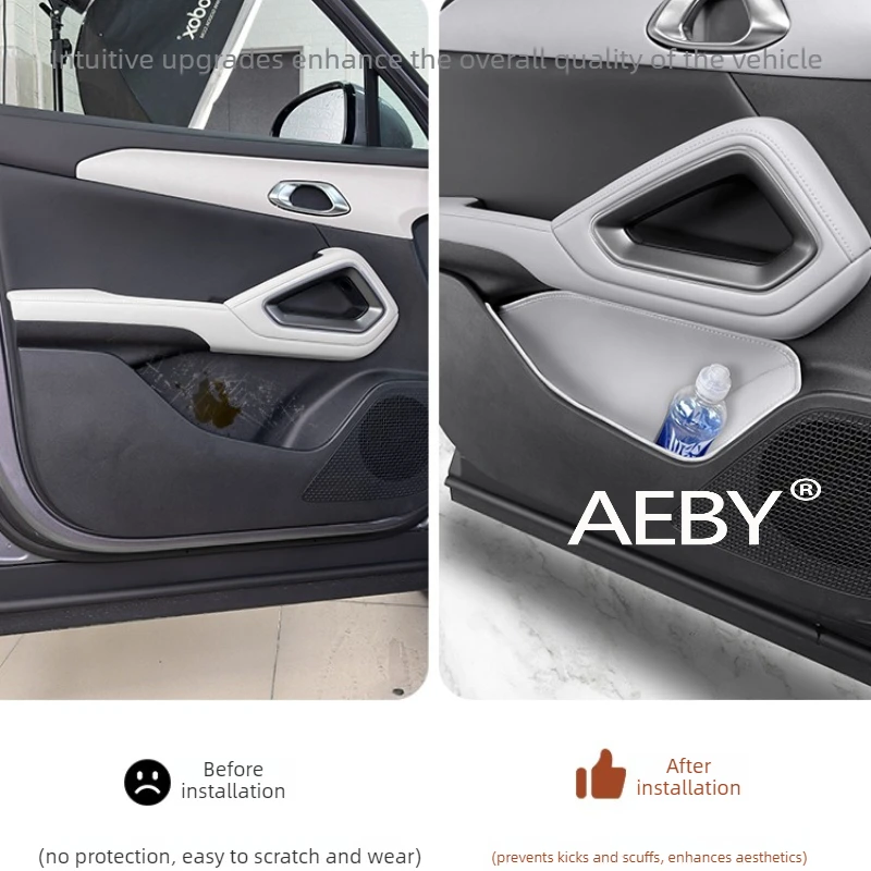 AEBY لـ BYD Atto 2 Smart Driving Editio 2024-2025 صندوق تخزين باب السيارة من الجلد الفاخر، ملحقات داخلية جلدية، منظم #3