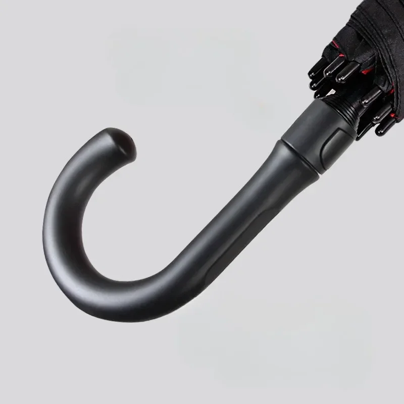 Long Handle Umbrella Bent Handle Straight Bar Automatic Umbrellas Large Size Double-layer Windproof 10 Bones Household Rain Gear