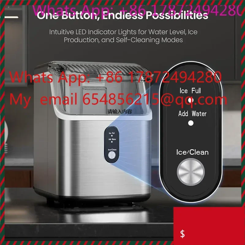 Nugget Ice Maker Machine Crushed Ice One Click Operation Self Cleaning Countertop Ice Maker Machine