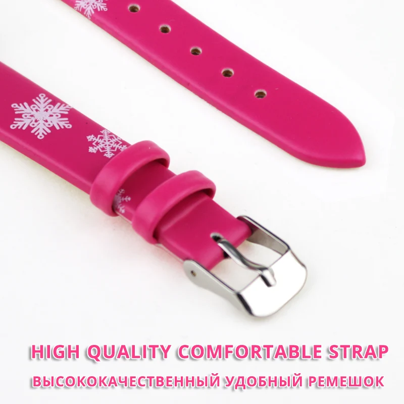 ساعات ديزني برينسيس إلسا للأطفال، حزام جلدي لطيف للأطفال، ساعات يد كرتونية هدايا للأطفال والبنات على مدار الساعة المجمدة