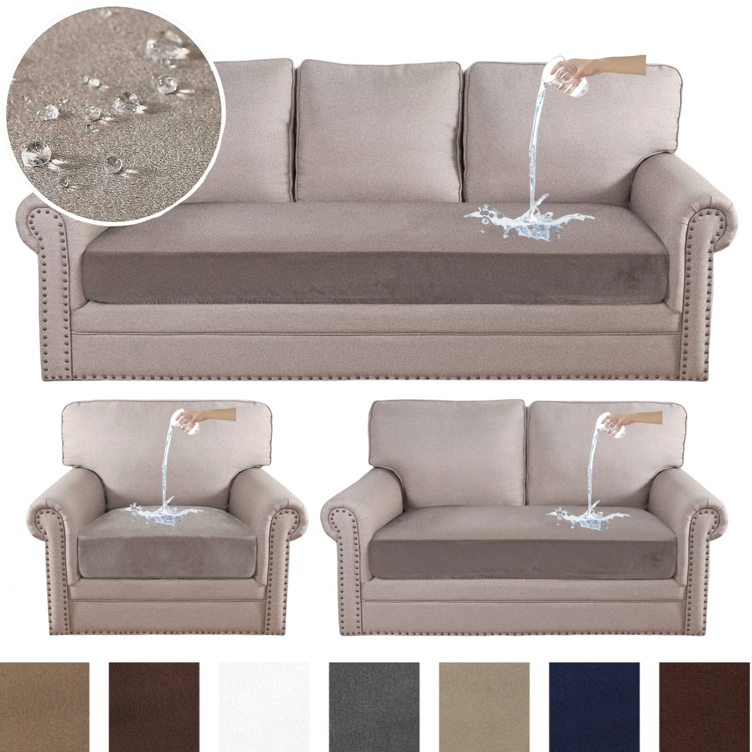 

Stretch Couch Cushion Cover Suede Leather Washable Sofa Cushion Cover Replacement Sectional Couch Seat Cover Slipcovers for Pets