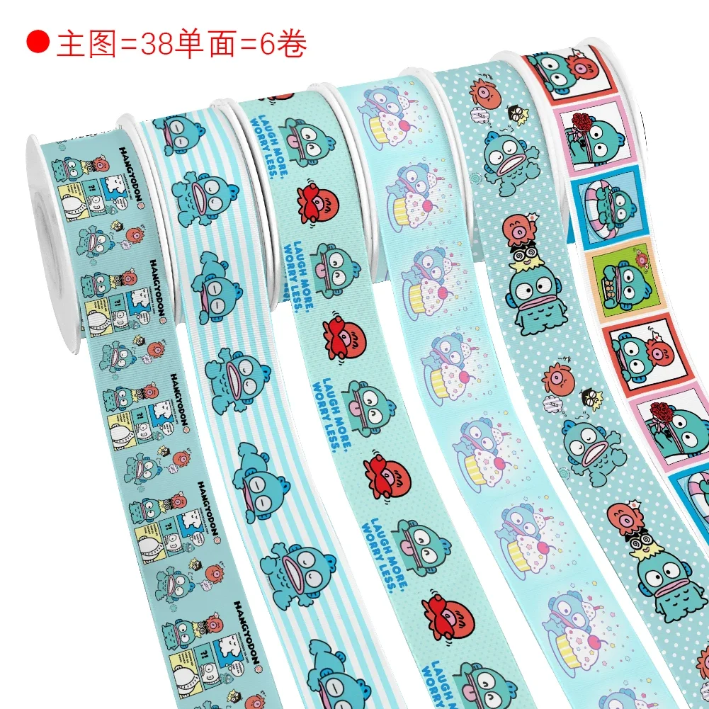 Mini Sanr Cute Hangyodon Printed Ribbon For Cheer Bows DIY Materials Headwear Cartoon Grosgrain Satin 10 Yards