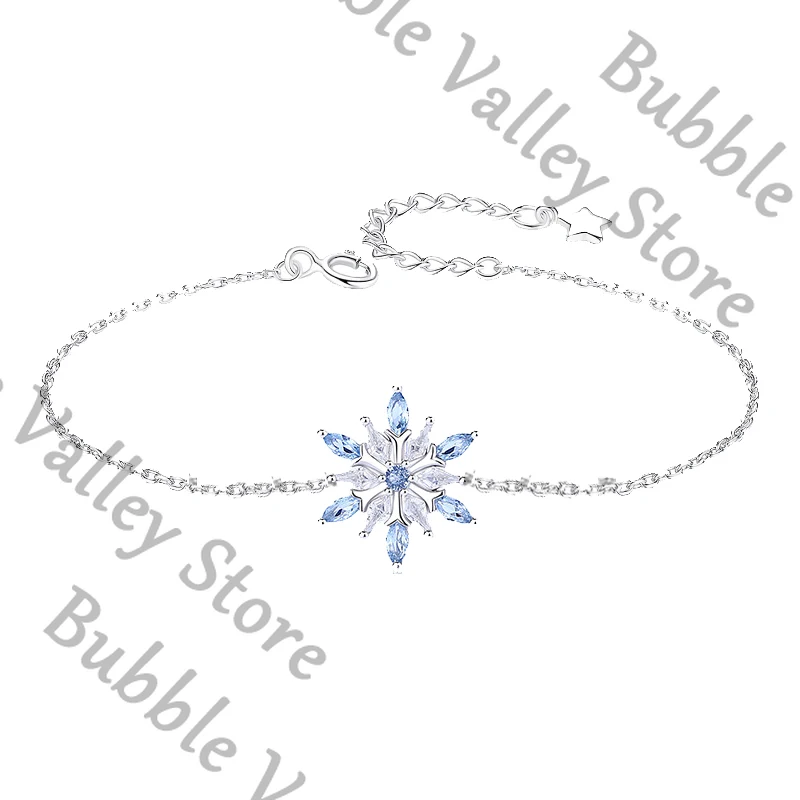 الحب والفضاء العميق أنيمي زين تأثيري الأزرق كريستال ندفة الثلج غرامة الفضة أساور الكرتون سوار سلسلة اليد هدفين الدانتيل عيد الميلاد #5