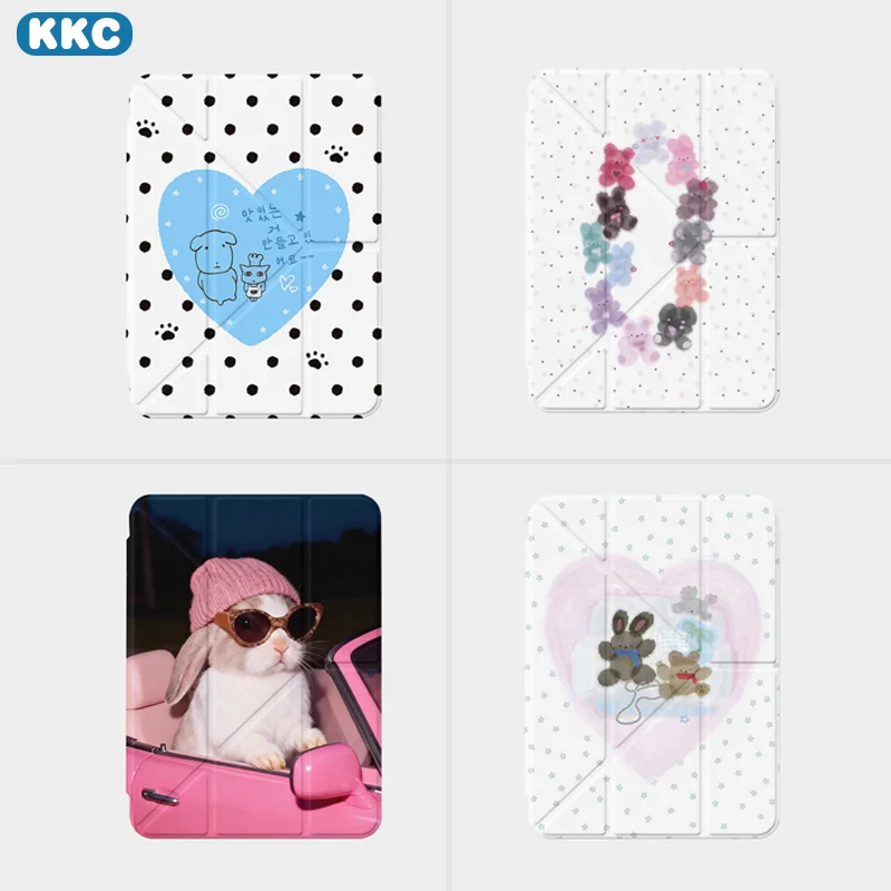 Rabbit Y+Tri-fold INS For iPad Case 9/8/7th/iPad10/11th 10.9in 2024/13inch 2018-2025 2026 AIR8 pro11/13 M4 Protective Cover