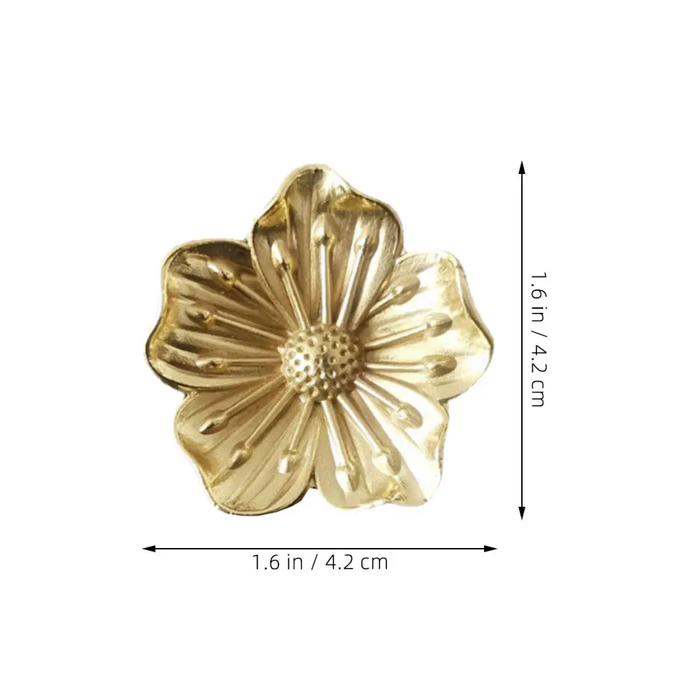 Brass Flower Drawer Knobs Gold Tone Vintage Cabinet Pulls for Dressers, Wardrobes, Bathroom & Kitchen Furniture Decor
