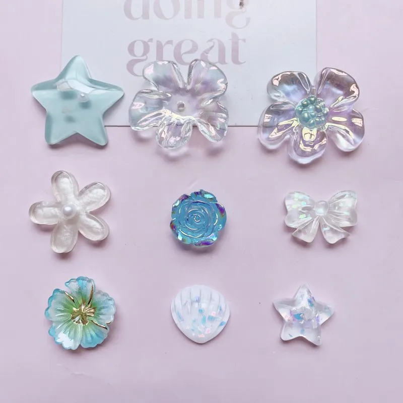 Cute Green Flower Shoe Charms for DIY Accessories 8Pcs Set Summer Garden Party Sandals Decorations For Women Girls