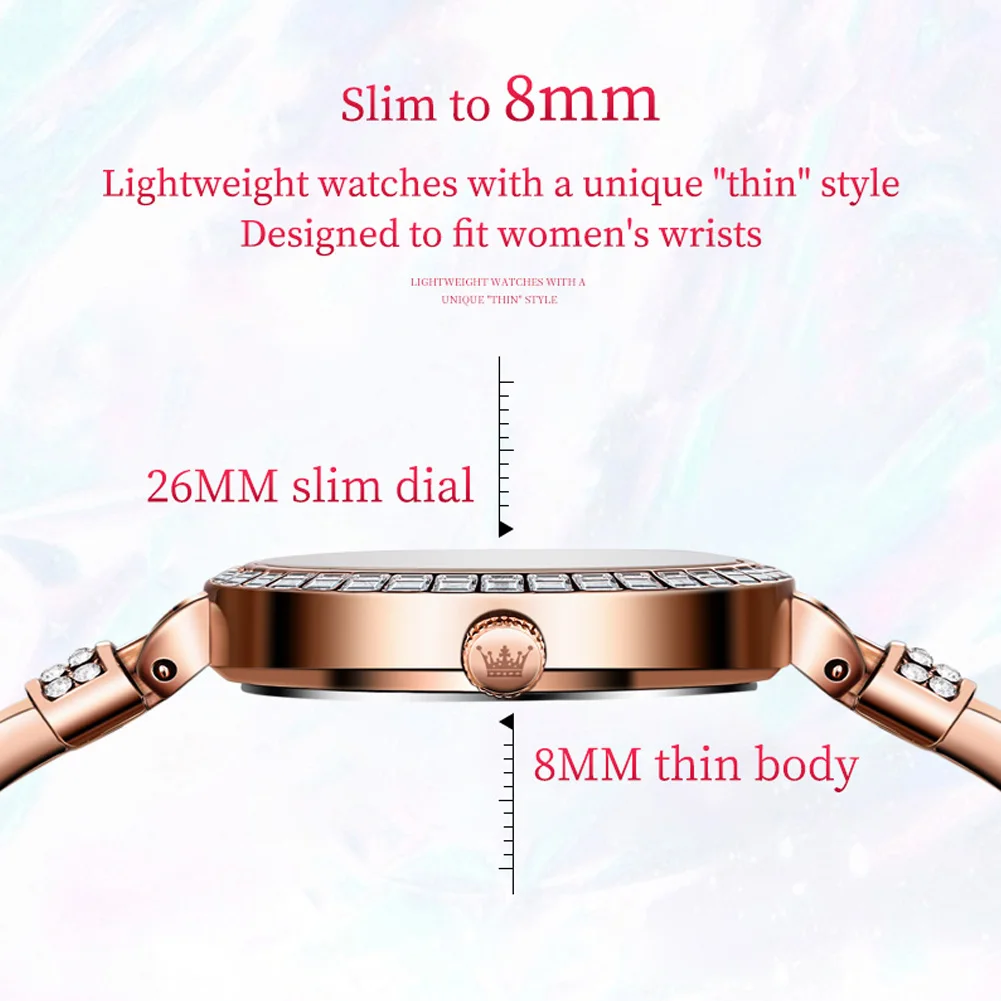 OLEVS New Diamond Quartz Watch for Women Stainless Steel Waterproof Fashion Bracelet Womens Watches Top Brand Luxury Wristwatch