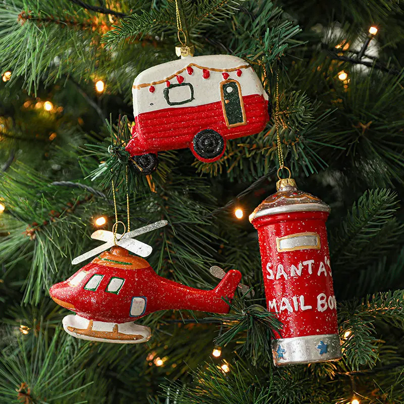 Nordic Ins Style Resin Sleigh Car Hanging Ornament Creative Christmas Tree Household Window Holiday Decoration Supplies