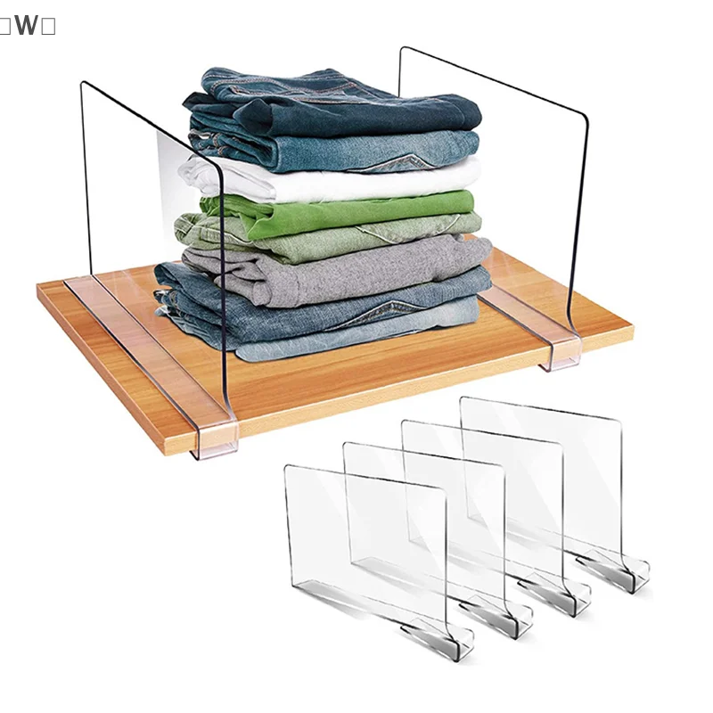 〔W〕Clear Acrylic Closet Shelf Bookcase Divider Home Use Wardrobe Shelf Bookcase Divider Baffle Commodity Storage〔Winter1〕