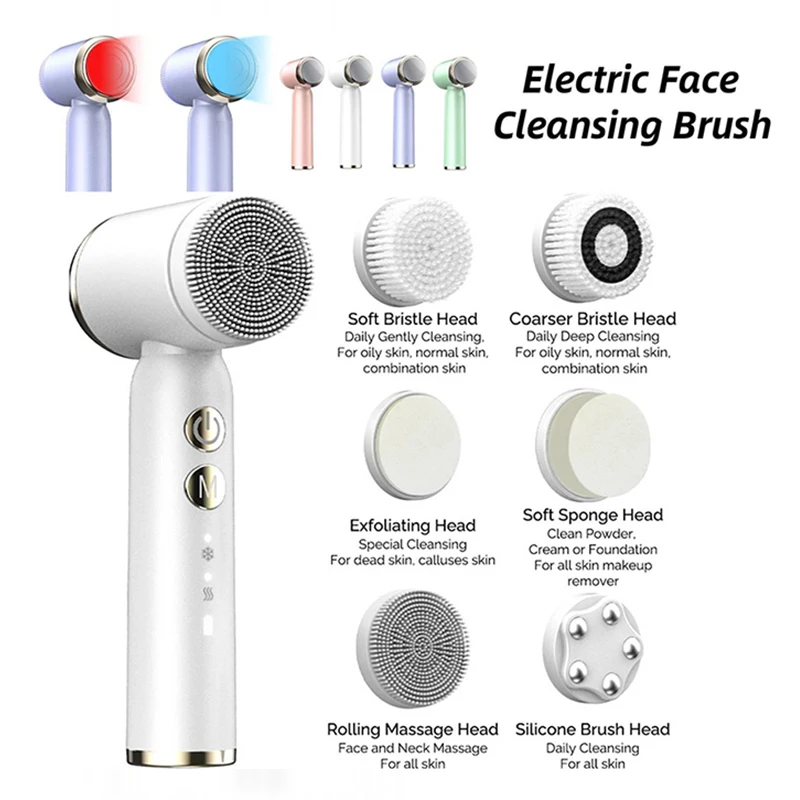 Ultrasonic Electric Facial Cleanser, Escova de Limpeza Facial, Comprimir Terapia, Esfoliante Facial, Limpador de Poros, Cravo