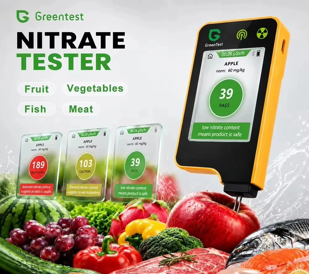 Greentest Portable Food Safety Nitrate Tester Multilingual Health Analyzer High Accuracy Water Quality Radiation Detector EMW 8