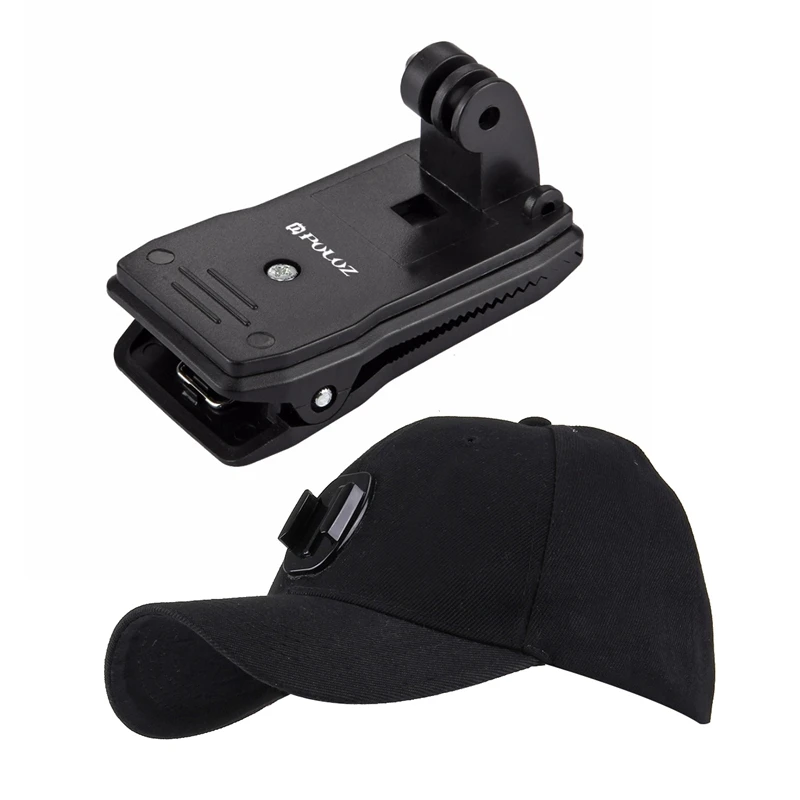 ข้อเสนอยอดนิยม PULUZ 2 ชิ้นสําหรับอุปกรณ์เสริม Go Pro: 1 ชิ้นหมวกกันแดดกลางแจ้ง Topi หมวกเบสบอลพร้อมตัวยึดและ 1 ชิ้น 360 องศา Backp