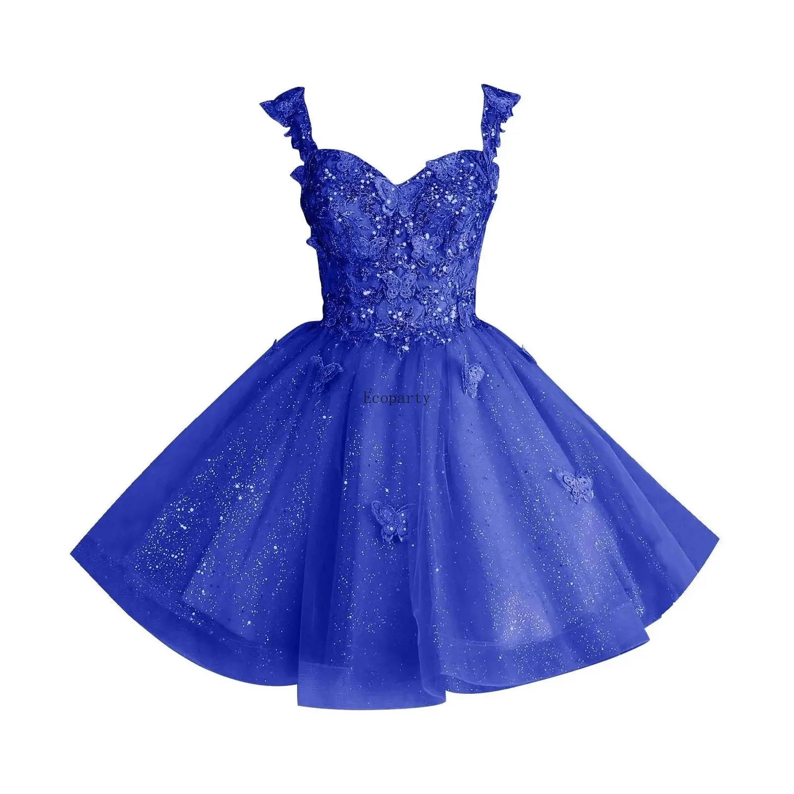 Off the Shoulder Short Prom Dresses Sweetheart Butterfly Appliques Homecoming Dresses Sequins A-Line Cocktail Dress vestidos