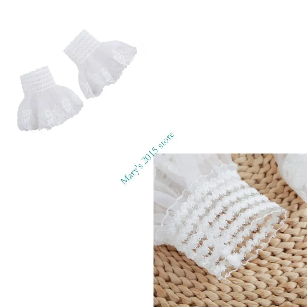 

E15F Embroidery Lace Flower Arm Covers Elastic Wrist Cuffs Decorative Faux Sleeves