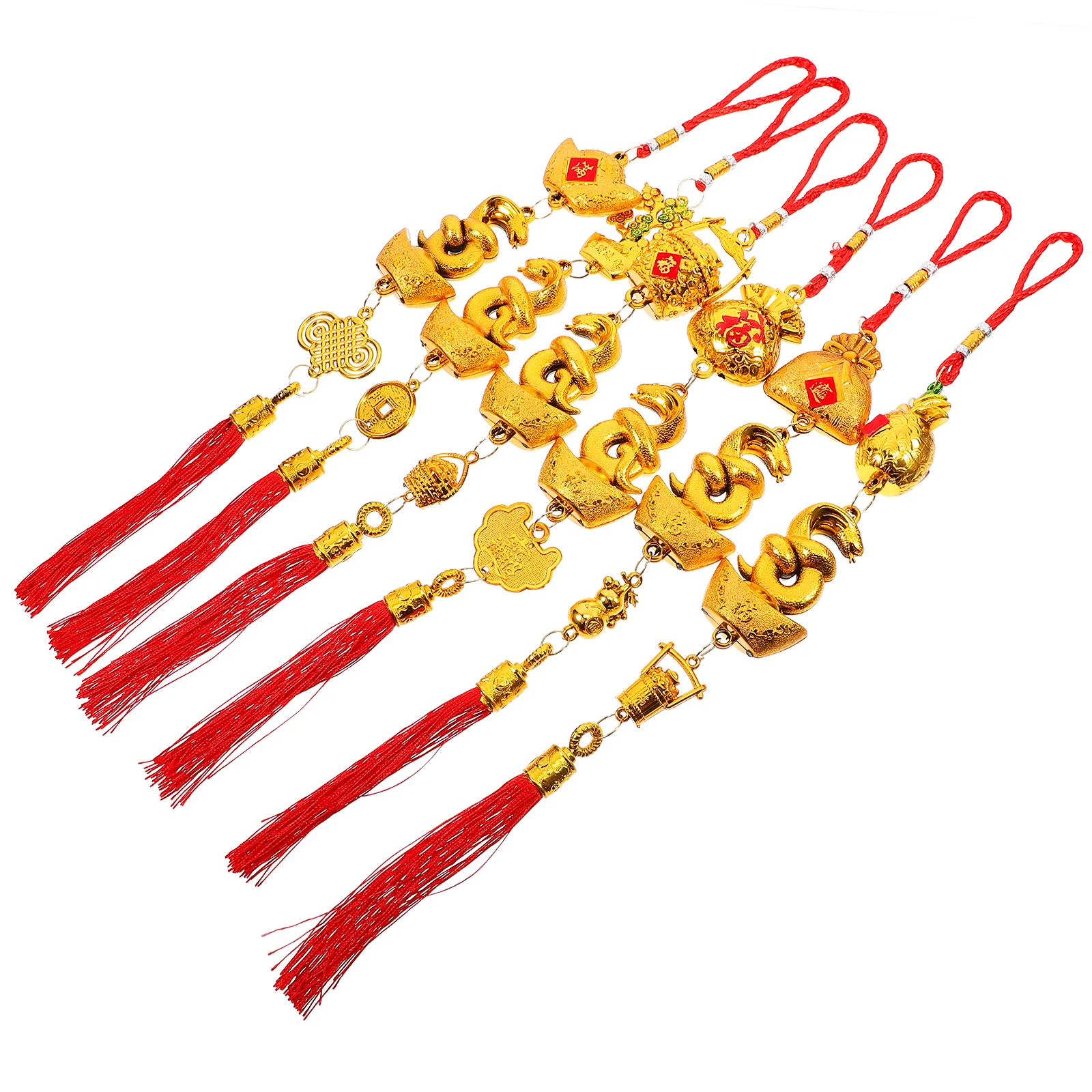 

6 Pcs New Year Snake Decorations Spring Festival Supplies Plastic Ornaments Hanging Car Home Office Decor Chinese Style Pendant