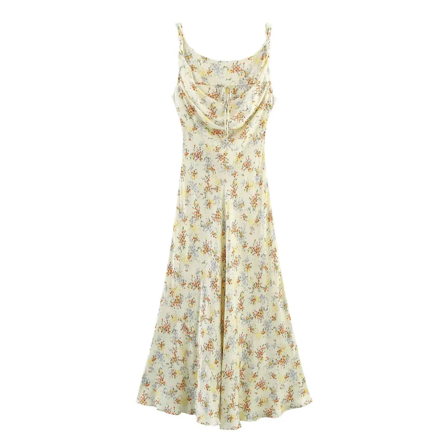 2025 Letnie nowe damskie sukienki z nadrukiem o fakturze satynowej Sukienki damskie w stylu vintage w kwiaty Modne i eleganckie