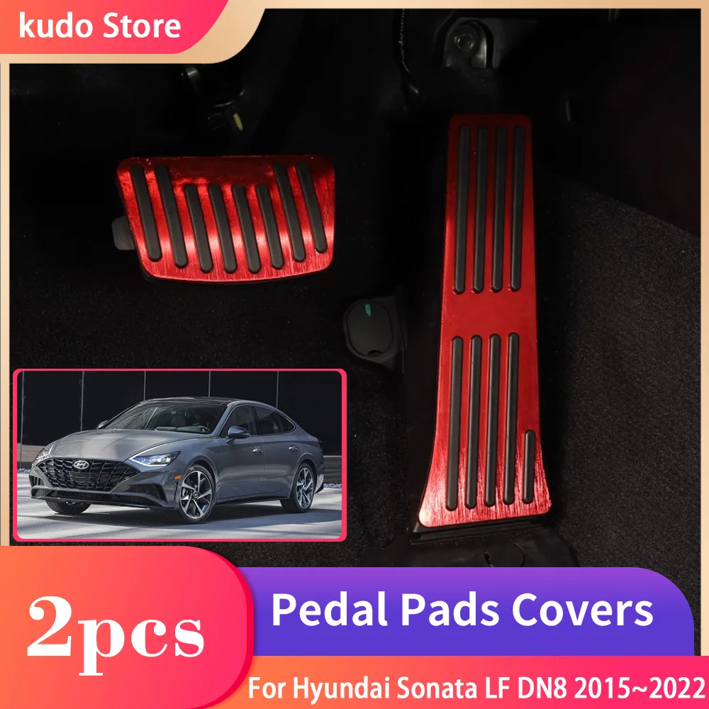 For Hyundai Sonata LF DN8 2015~2022 Car Foot Pedals Brake Accelerator Cover Rest Alloy Tray No Drilling Interior Parts Acessorie