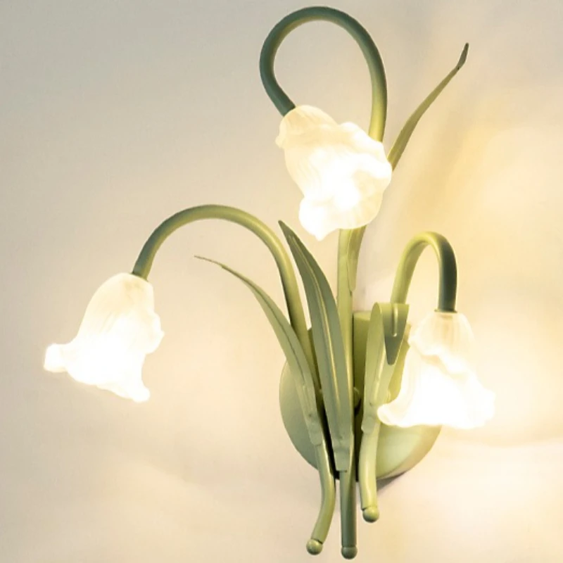 French Designer Style Glass Wall Lamp for Bedroom Bedsides Handmade Ceiling Chandeliers LED Lights Sling Chain Wavy Illumination