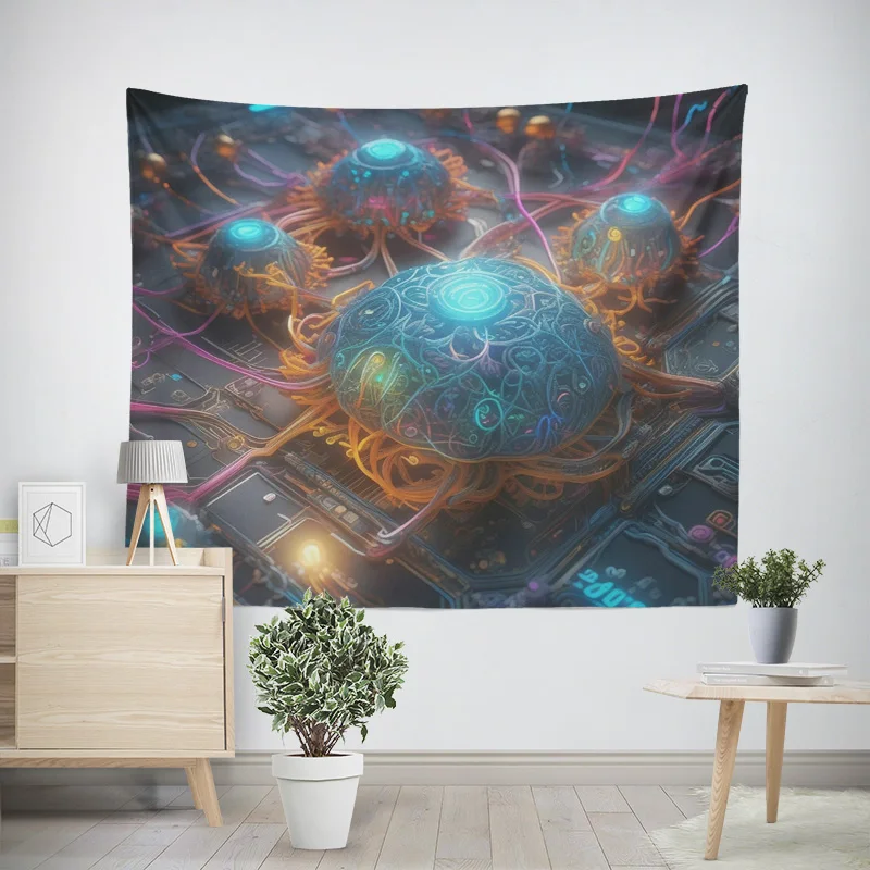 Psychedelic Theme Tapestry-Bohemian Style Living Room Bedroom Cafe Decorative Wall Cloth Tapestry Multi-size optional