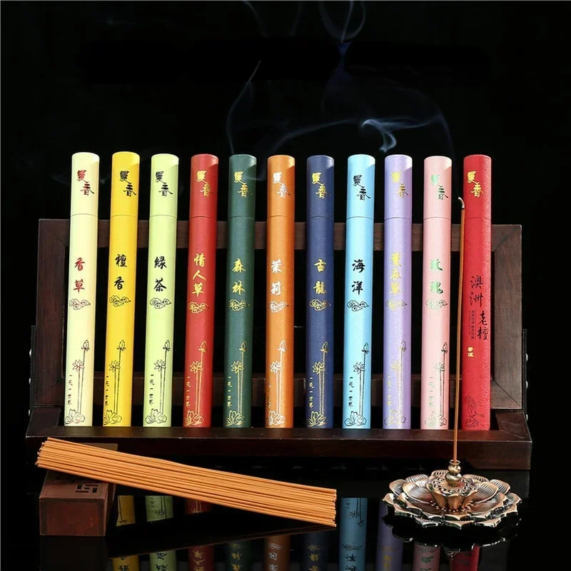 40Pcs Natural Sandalwood Incense Summer Sleep Essential Home Incense Stick Aroma Indoor Indoor Ceremony Buddha Incense