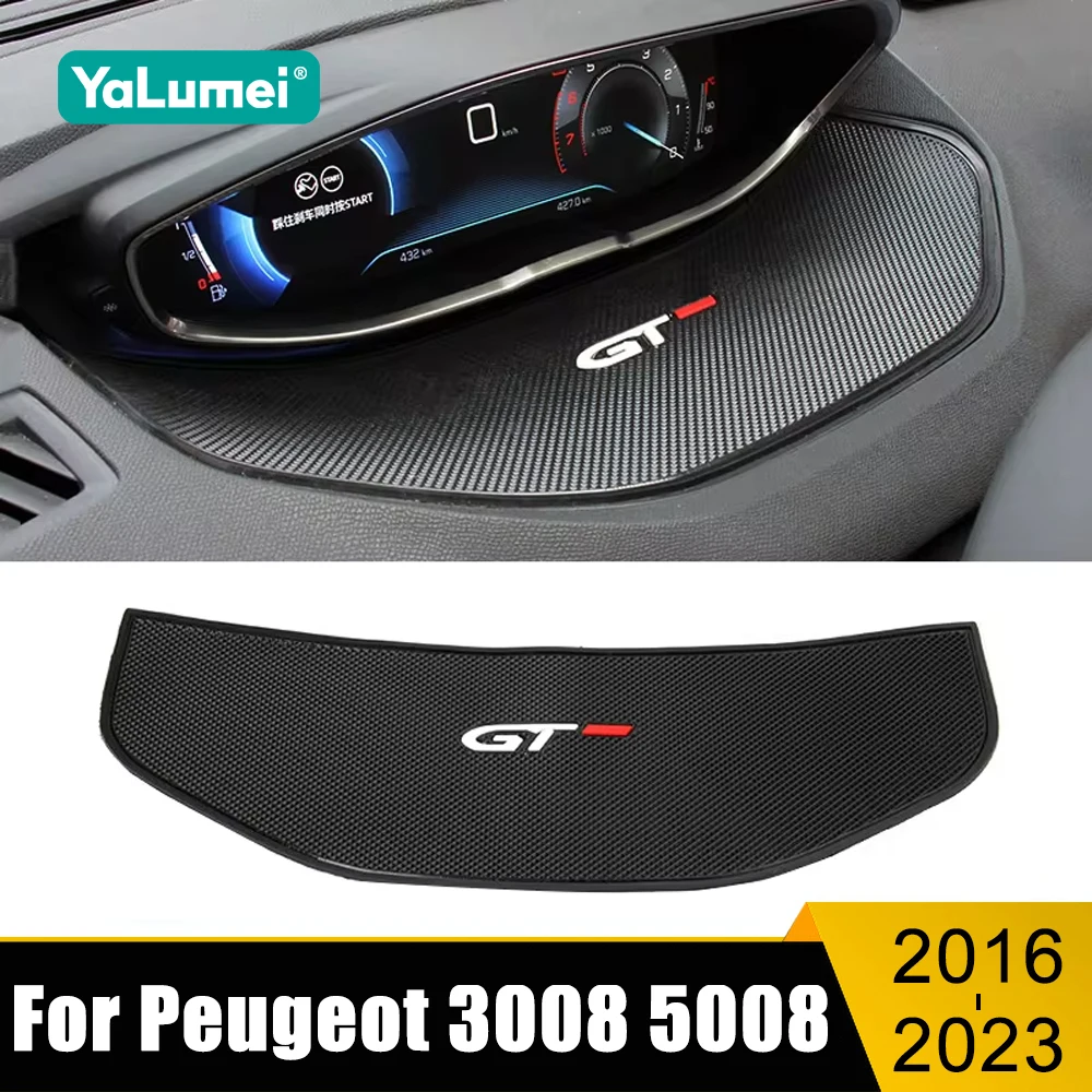 Car Dashboard Sticky Anti-Slip Pad Display Anti-Skid Meter Mats For Peugeot 3008 5008 GT 2016 2017 2018 2019 2020 2021 2022 2023