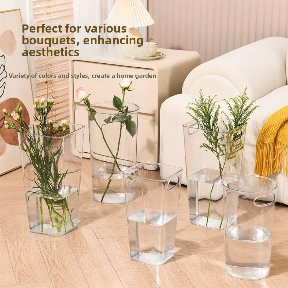 Household Nordic Style Flower Bucket Acrylic Modern Flower Wake Up Vase Transparent Flower Arrangement Home Decoration