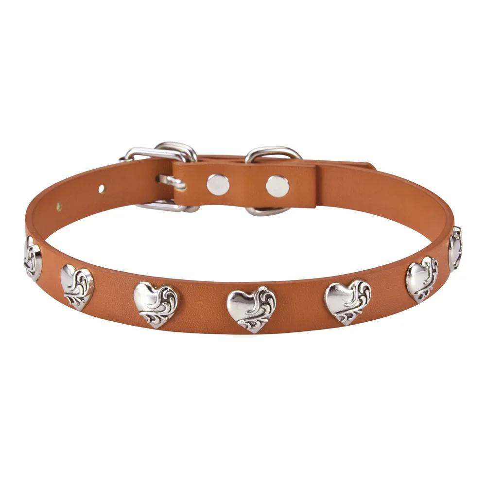 2025 Punk stile gotico stampa cuore rivetti a forma di cuore fibbia ad ardiglione catena al collo colletto in pelle girocollo catena clavicola donna