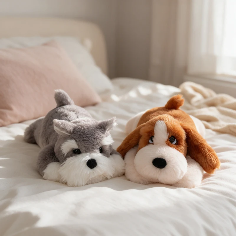 Simulation 52cm Lying Beagle Plush Toy Likelife Schnauzer Stuffed Animals Border Collie Plushie Doll for Kids Gifts Home Decor