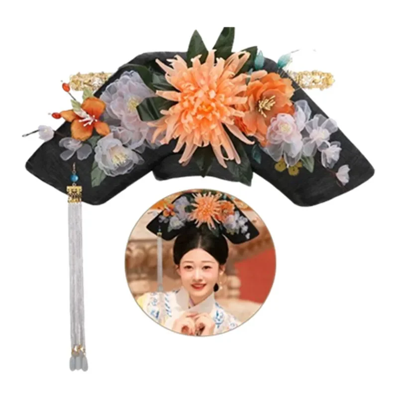 45x15cm qi tou cabelo cosplay para mulheres dinastia qing bela princesa estilos de cabelo fácil de usar retro fotografia festa headwear